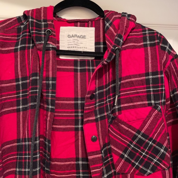 Garage Hooded Plaid Shirt Small - Picture 1 of 6